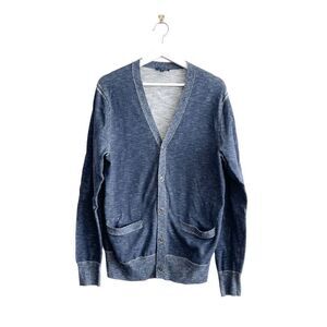 Gap Men's Classic Cotton Knitted Cardigan Sweater Blue Large